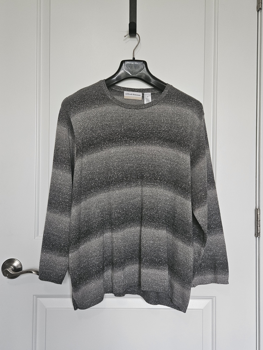 Alfred Dunner Women's Plus Size 3X Gray Sparkly Holiday Gradient Sweater